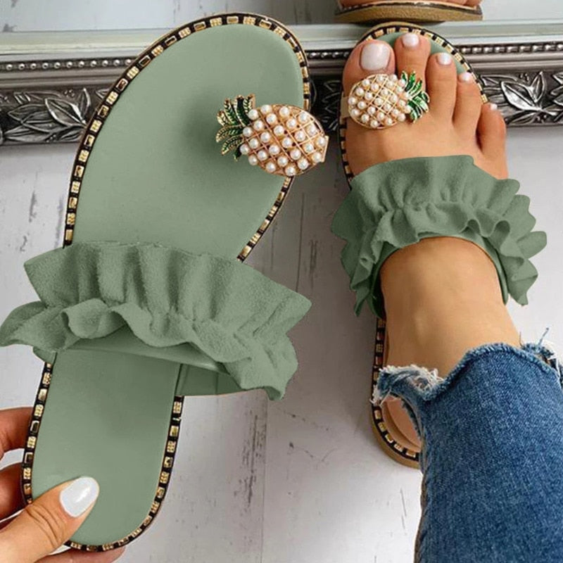 Pineapple Pearl Beach Flat Sandals