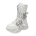 Single Boots Autumn New Round Toe Front Lace-Up Platform Non-Slip