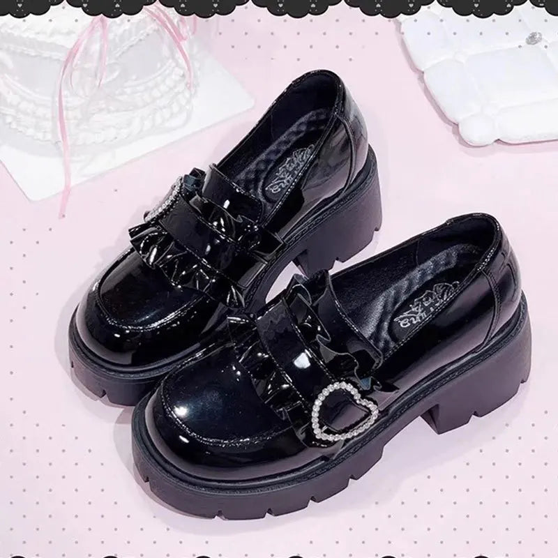 Patent Leather Block Heel Loafers