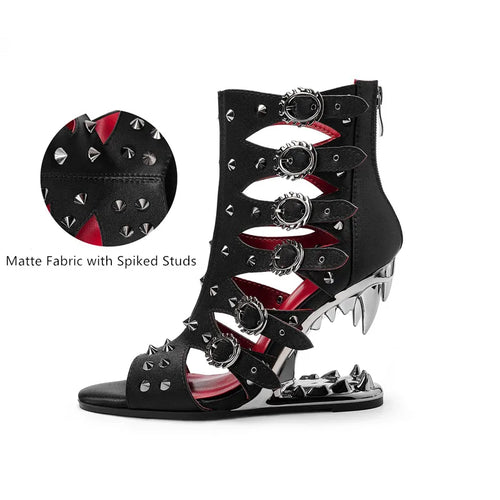 Gothic Tiger Tooth Peep Toe Heels