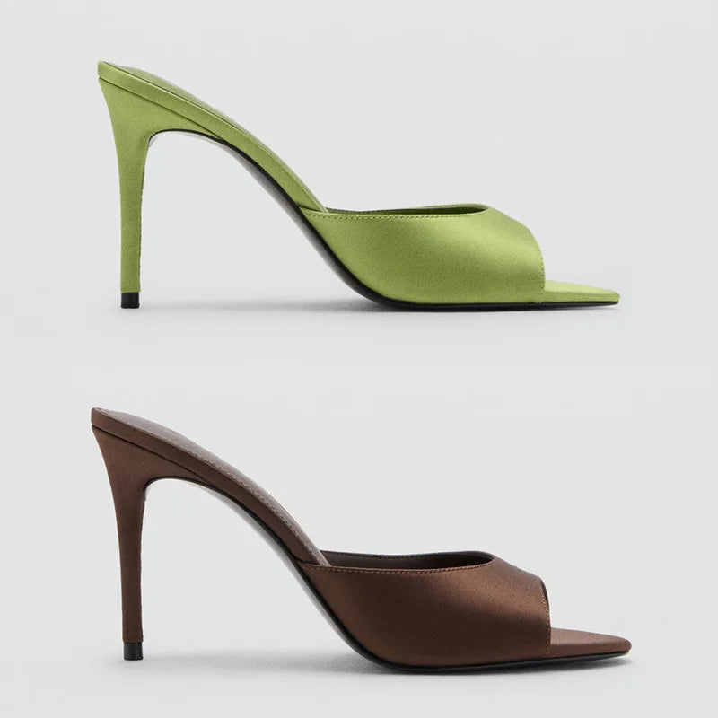 Pointed Toe Thin Heel Mule Slippers