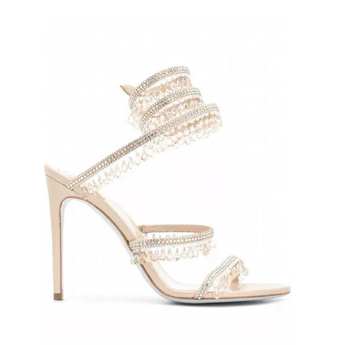 Rhinestone Crystal Tassel High Heel Sandals