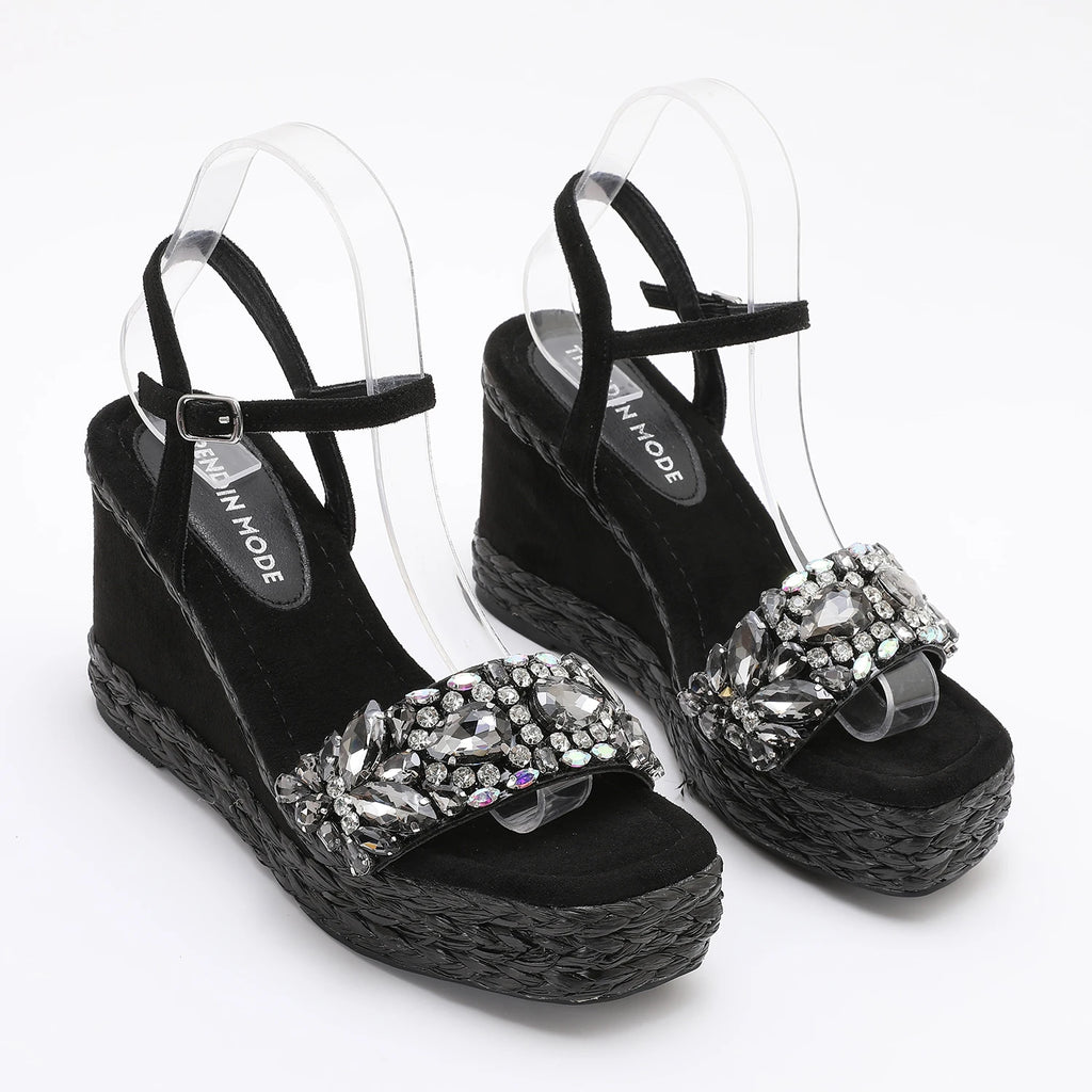 Velvet High Wedge Sandals