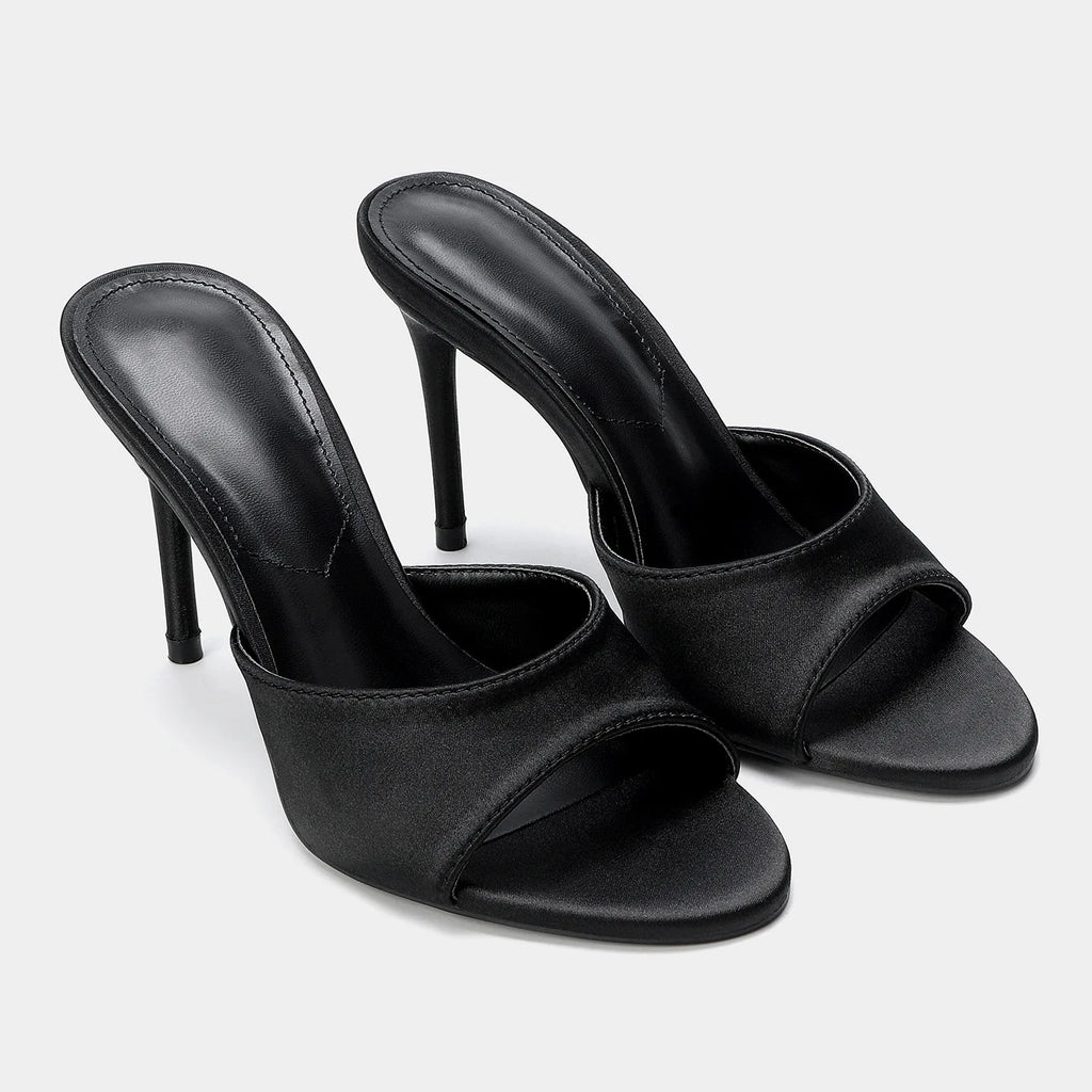 Pointed Toe Thin Heel Mule Slippers