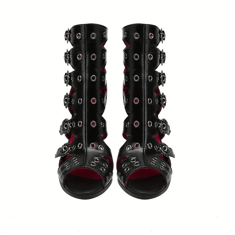 Gothic Tiger Tooth Peep Toe Heels