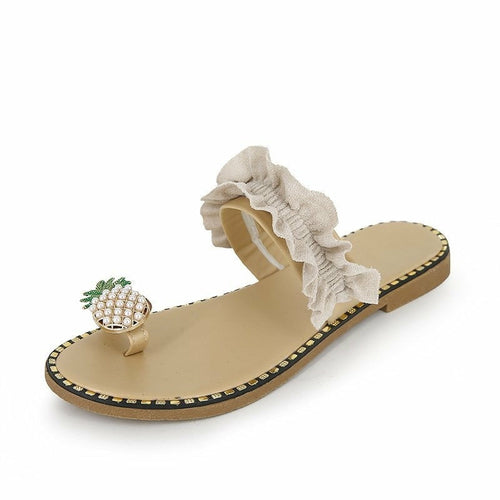 Pineapple Pearl Beach Flat Sandals
