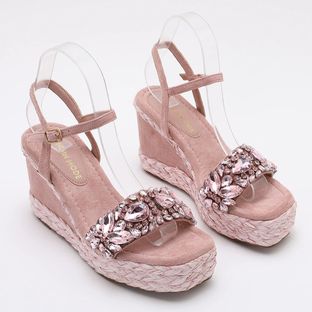 Velvet High Wedge Sandals