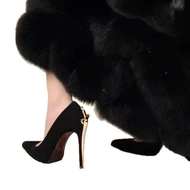 Metal Sword Pointed Toe Stiletto Heels