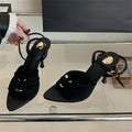 Pleated Hollow Buckle Strap Heels