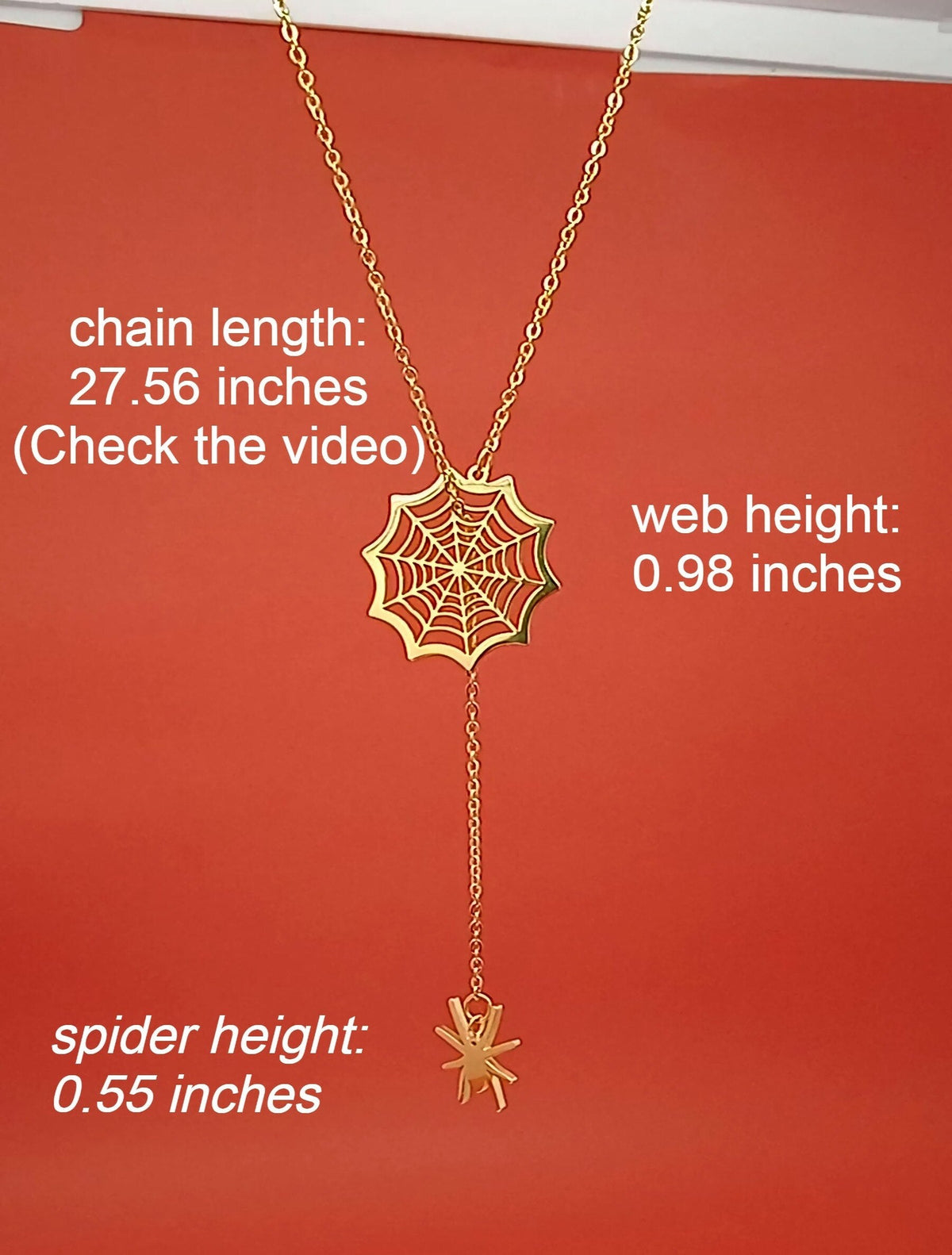 Gold Spider Charm Pendant Necklace