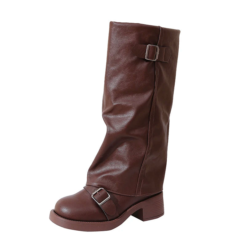 Vintage Thick Heel Knee-High Boots