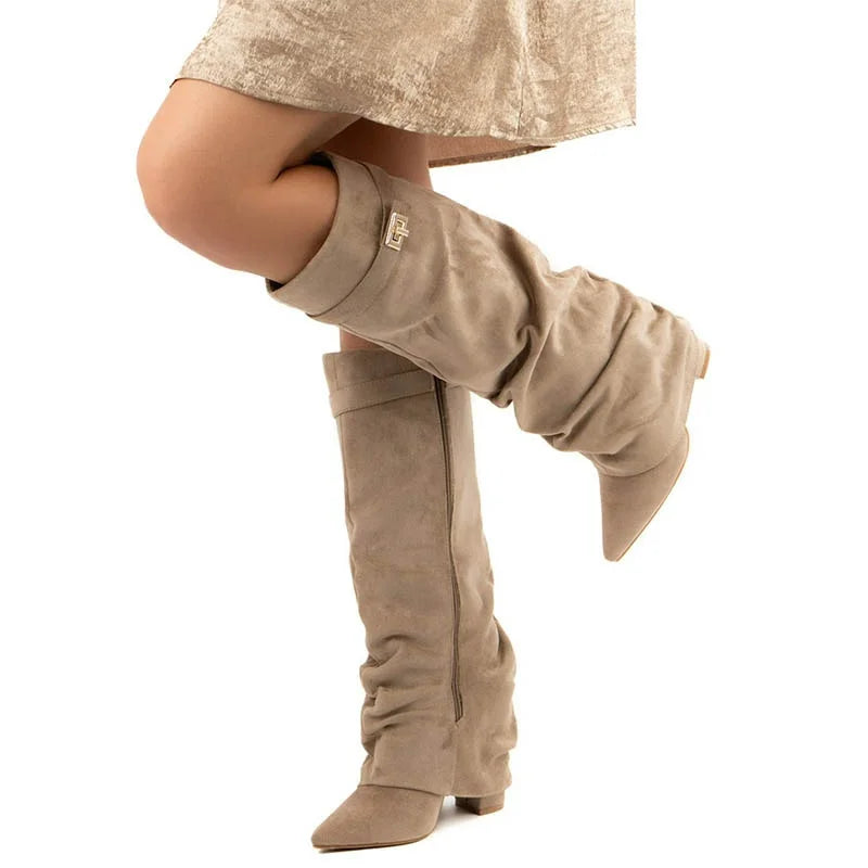 Buckle Knee-High Boots – Chunky Heel
