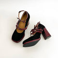 Butterfly Knot Mary Jane Block Heels