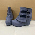 Suede Wedge High Heel Boots