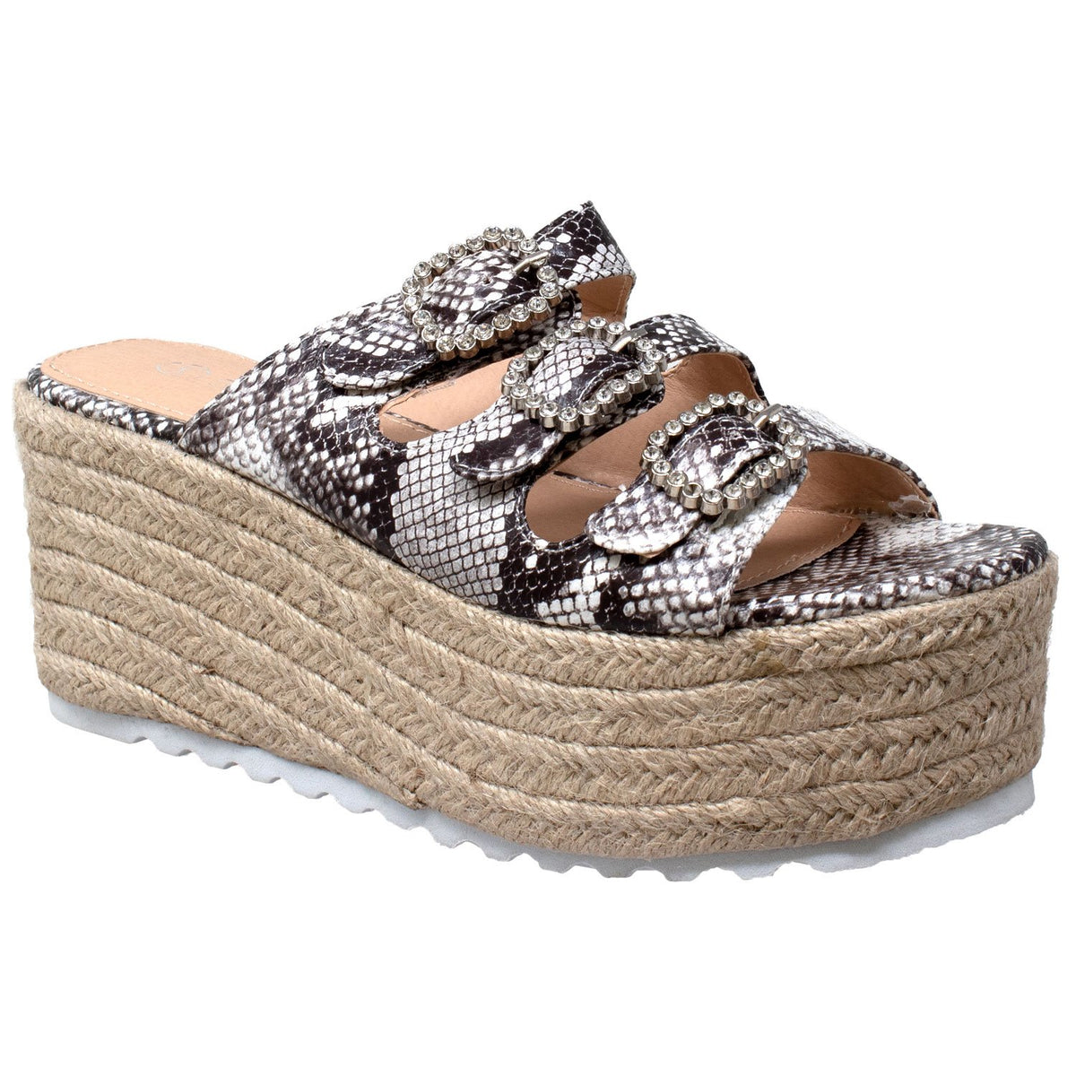 Rhinestone Platform Espadrille Wedge Sandals