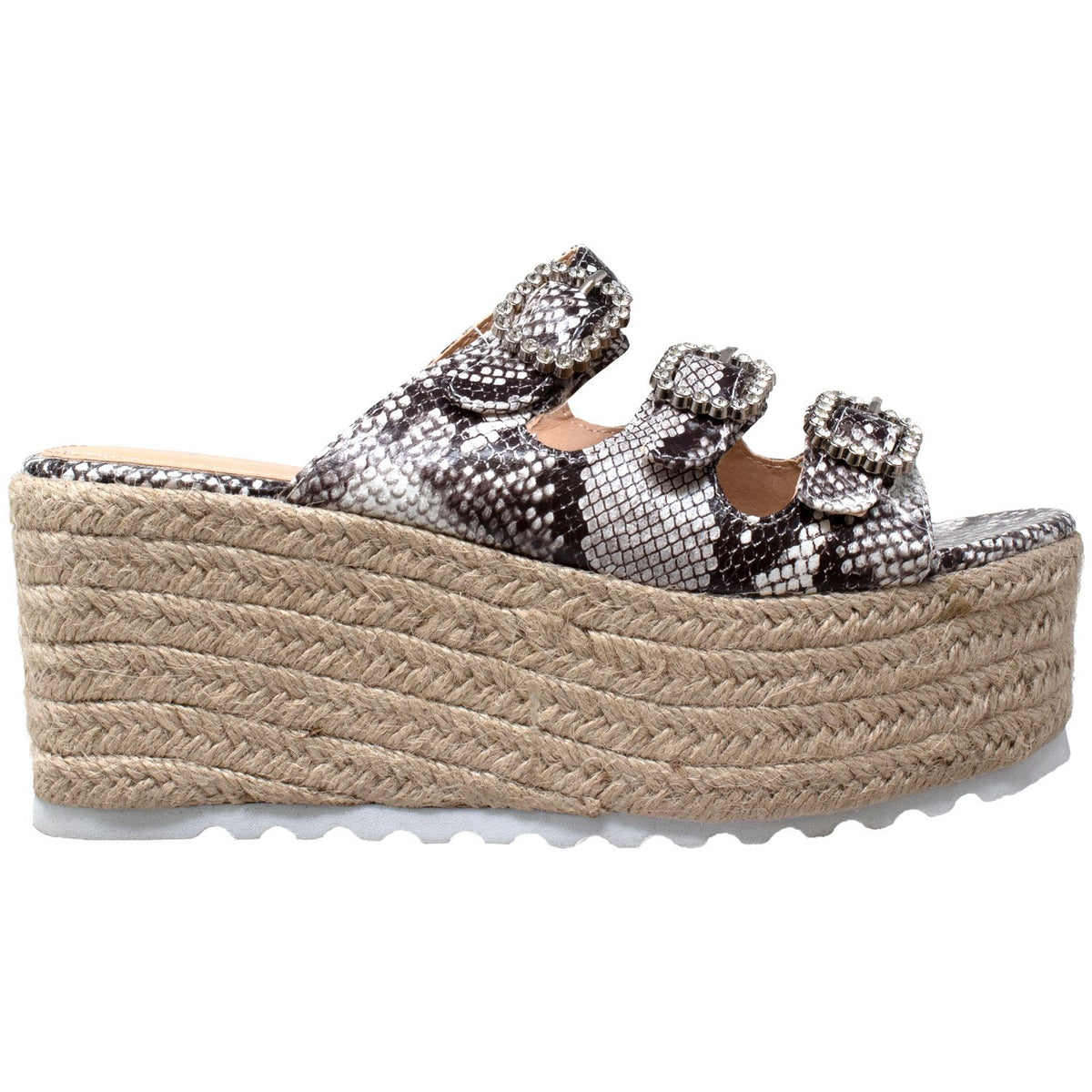 Rhinestone Platform Espadrille Wedge Sandals