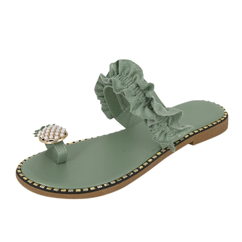 Pineapple Pearl Beach Flat Sandals