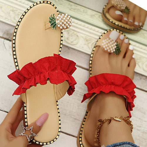 Pineapple Pearl Beach Flat Sandals