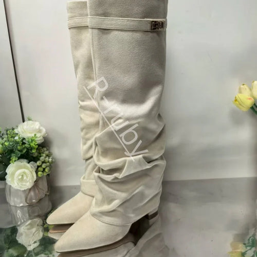 Buckle Knee-High Boots – Chunky Heel