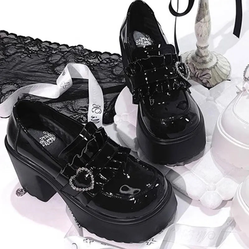 Patent Leather Block Heel Loafers