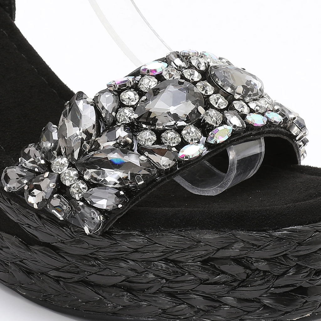 Velvet High Wedge Sandals