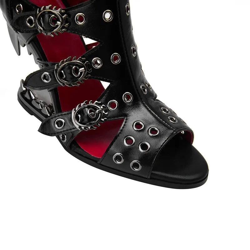 Gothic Tiger Tooth Peep Toe Heels