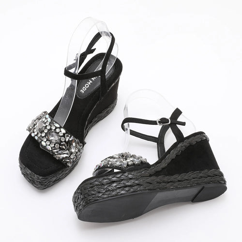 Velvet High Wedge Sandals