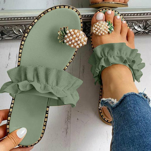 Pineapple Pearl Beach Flat Sandals