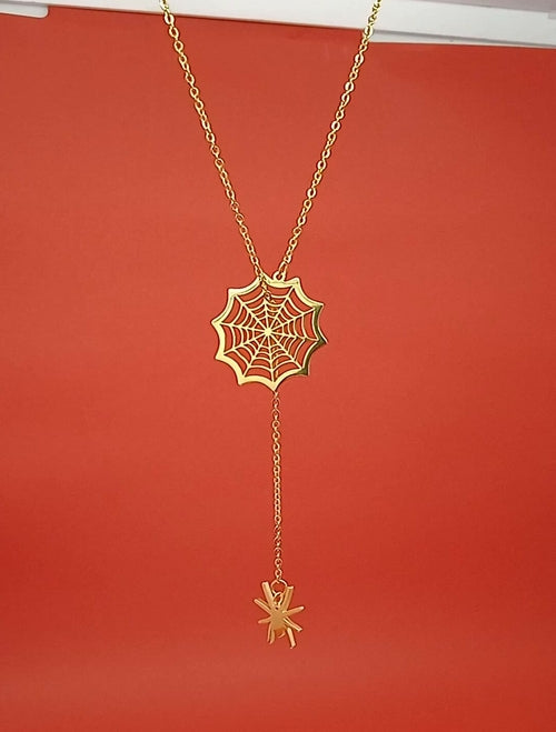 Gold Spider Charm Pendant Necklace
