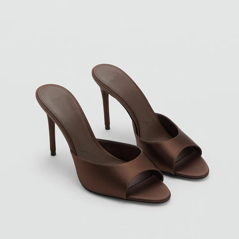 Pointed Toe Thin Heel Mule Slippers