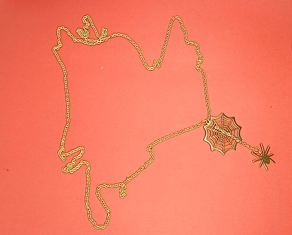 Gold Spider Charm Pendant Necklace