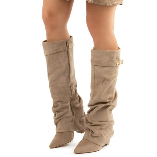 Buckle Knee-High Boots – Chunky Heel