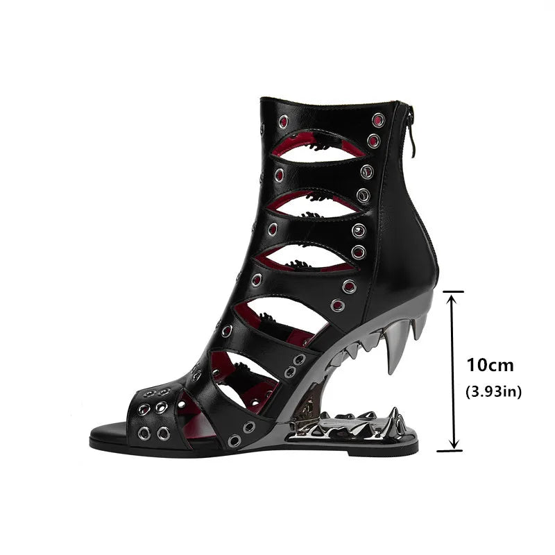 Gothic Tiger Tooth Peep Toe Heels