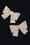 Ribbon Shape Rhinestone Earrings