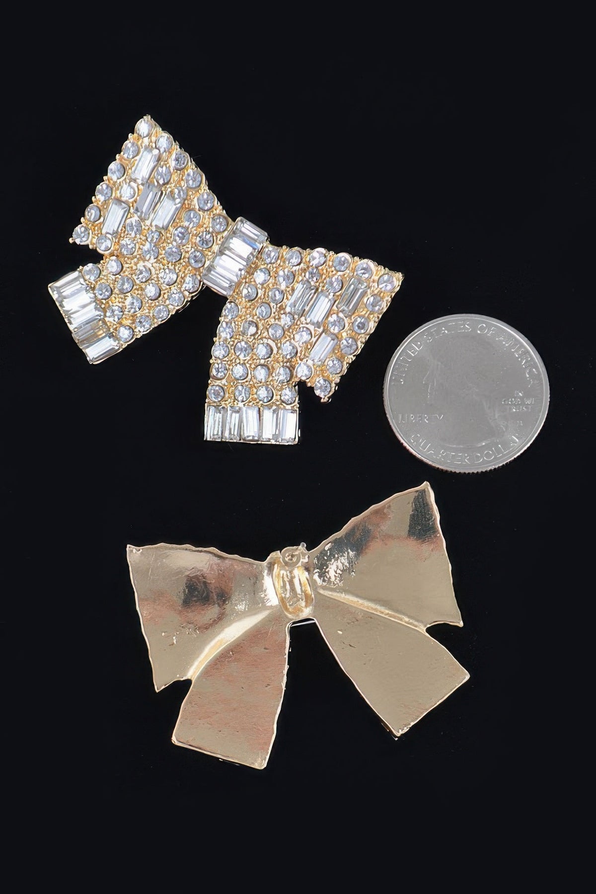 Ribbon Shape Rhinestone Earrings