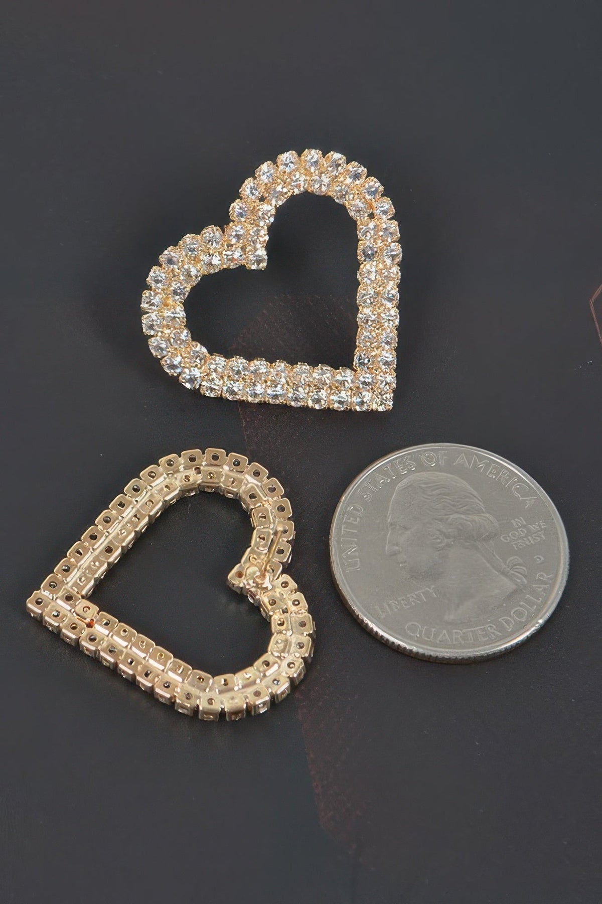 Heart Rhinestone Button Earring