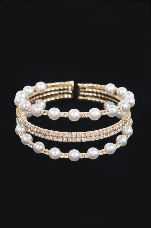 Pearl&stone Wire Bracelet