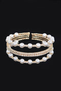 Pearl&stone Wire Bracelet