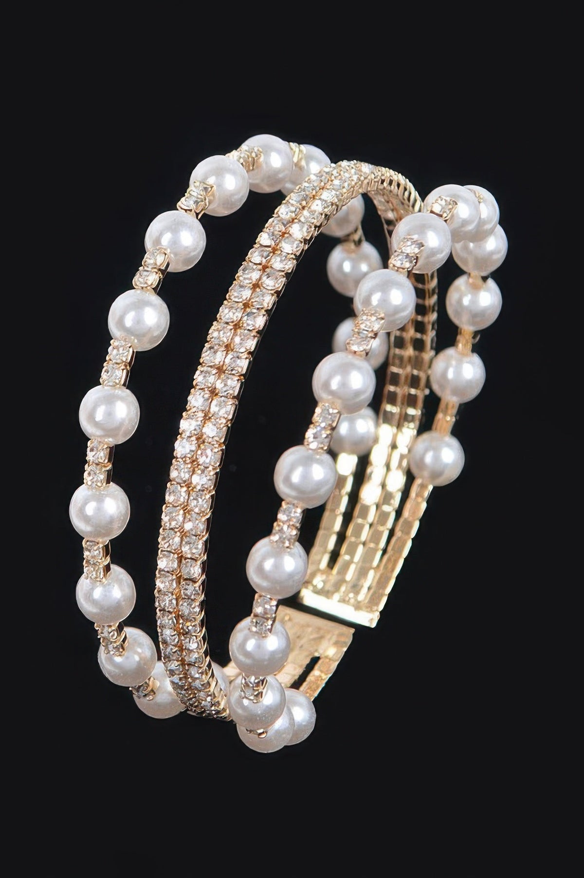 Pearl&stone Wire Bracelet