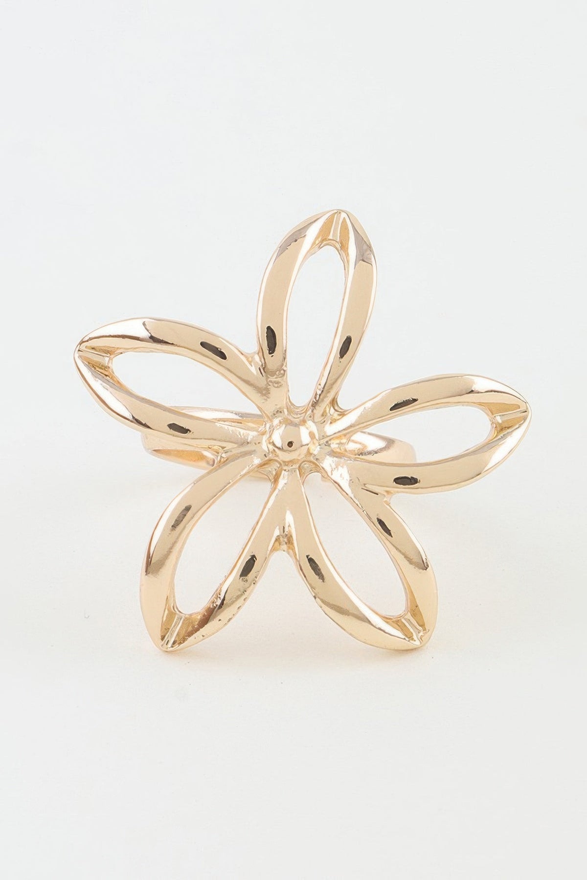 Polished Open Flower Band Ring