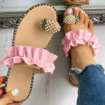 Pineapple Pearl Beach Flat Sandals