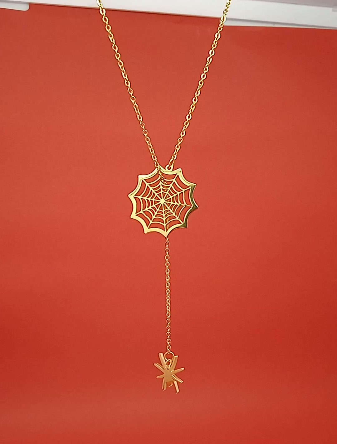 Gold Spider Charm Pendant Necklace