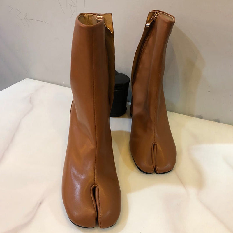 Real Leather Tabi Split Toe Ninja Ankle Boots