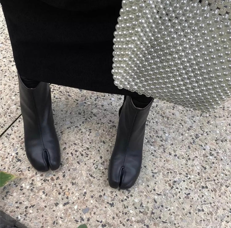 Real Leather Tabi Split Toe Ninja Ankle Boots