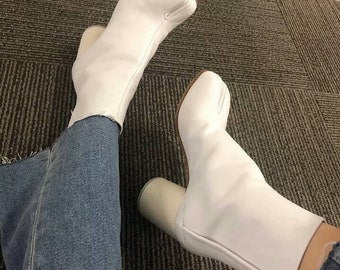 Real Leather Tabi Split Toe Ninja Ankle Boots