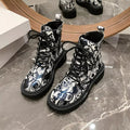 Graffiti Print Combat Boots
