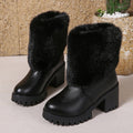 Fleece-Lined High Heel Short Boots